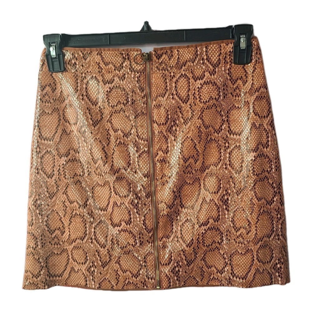 NWOT Express Women's Snake Print Mini Skirt Faux Leather Animal Print Chic Sz‎ 6